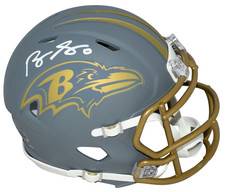 ROQUAN SMITH SIGNED BALTIMORE RAVENS SLATE SPEED MINI HELMET BECKETT