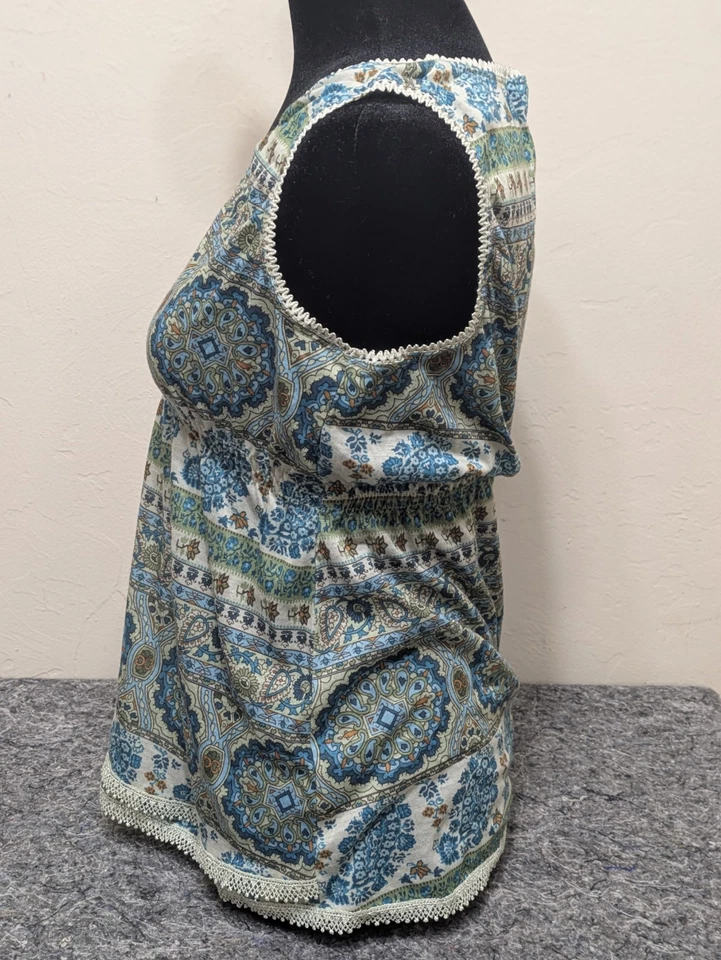 Винтажный самооценка Y2K без рукавов верхний пейсли кукла фея v-образным вырезом большой - Изображение 4 из 4