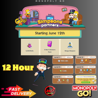 Gingerbread Partners Monopoly Go!   12 Hours Completed  Full Carry 80K Point