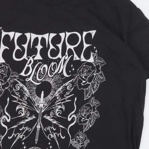 Camiseta Bershka Negra Gráfica Unisex Talla L Calce Relajado - Imagen 7 de 12