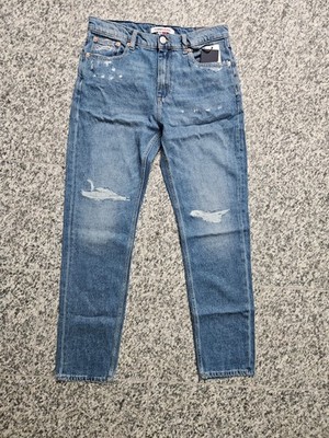Tommy Hilfiger Jeans Herren Dad Jean Regular Tapered Fit destroyed W30 L34 Crop