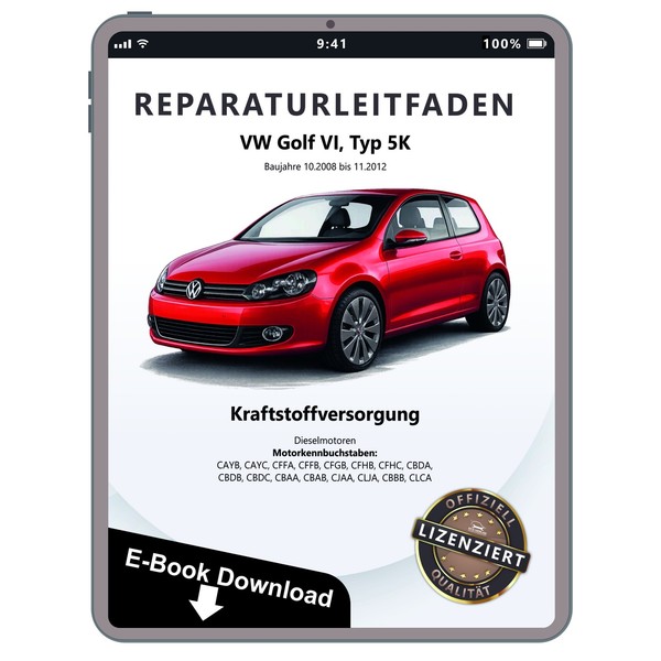VW Golf 6 Typ 5K 2008-2012 Kraftstoffversorgung Diesel Reparaturleitfaden Ebook-image