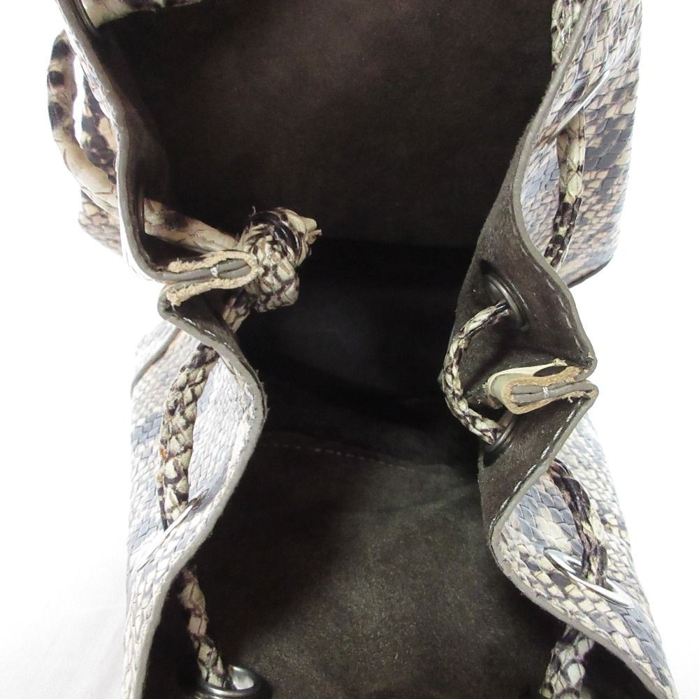 Marco Masi Python Pattern Drawstring Bag Beige La… - image 7