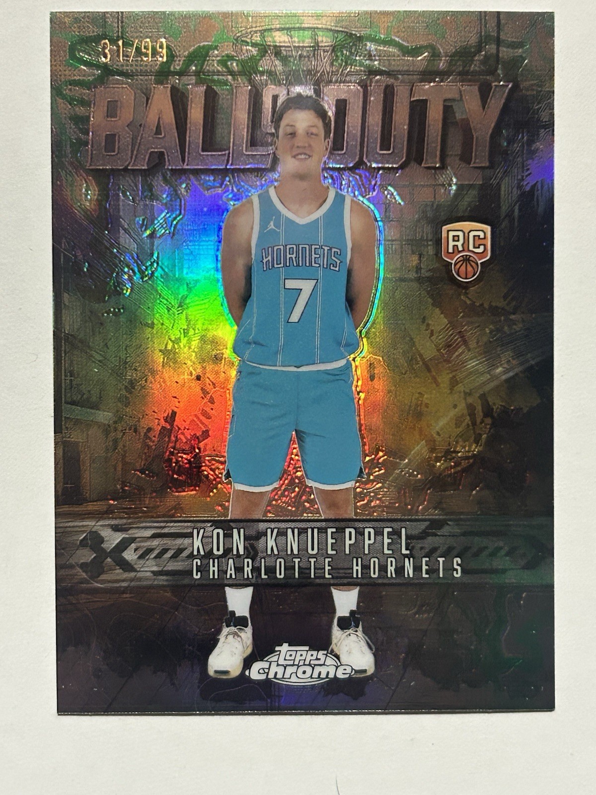 2025-26 Topps Chrome Kon Knueppel BALL OF DUTY Green Refractor 31/99 RC Rookie