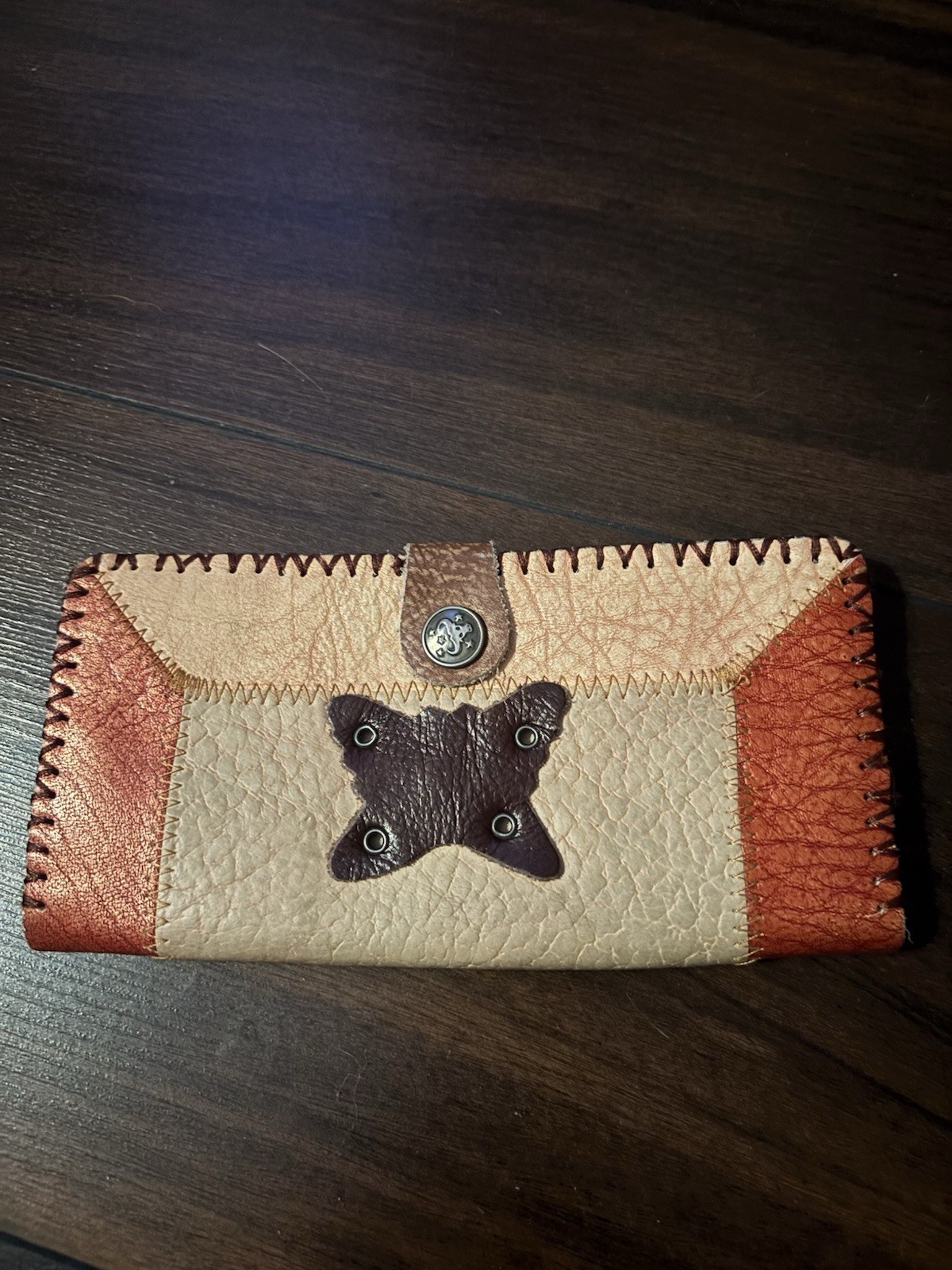 Ashburn Collection Patchwork Natural Cowhide Leat… - image 1