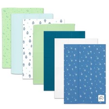 7 PCS Baby Burp Cloths Boys Girls Large 100 Cotton Double Layer Blue Rags