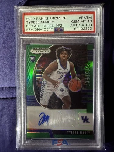 TYRESE MAXEY AUTOGRAPH RC PSA 10 DNA 10 Green Panini Prizm ROOKIE CARD AUTO HOT