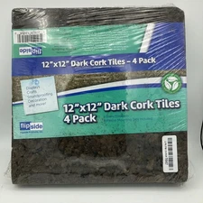 Flipside Products Dark Cork Tiles, 12" x 12", Pack of 4