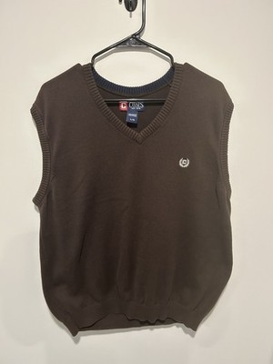 Brown and White Chaps Men s Size Medium Sweater Vest