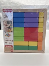 Fisher-Price Toddler Wooden Stacking Blocks 65 Pieces Preschool Learning New