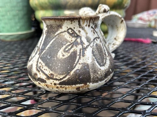 Vintage Studio Art Pottery JOHN SCHULPS Signed Thumb Rest Stoneware Mug Cup