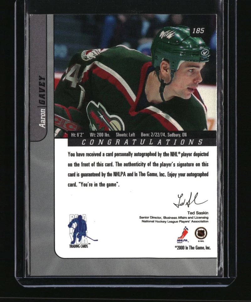 2000-01 Be a Player Signature Series #185 Aaron Gavey Autographs - Image 2 of 2