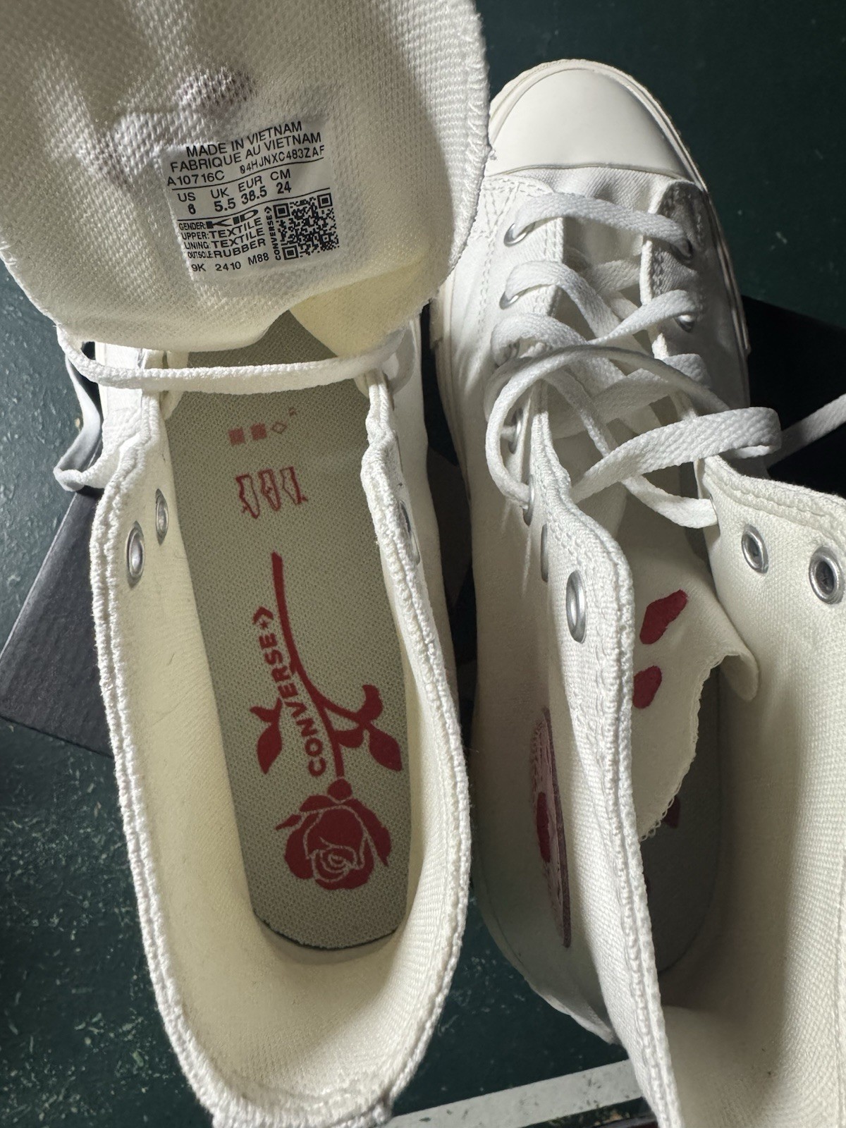 Converse Chuck Taylor Red White Pink Hearts High Top Sneakers - Big Kids 6 thumbnail 6