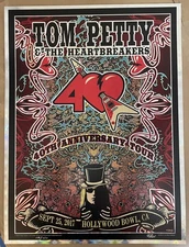 TOM PETTY HEARTBREAKERS FINAL SHOW HOLLYWOOD BOWL DUBOIS 2017 FOIL POSTER #/240