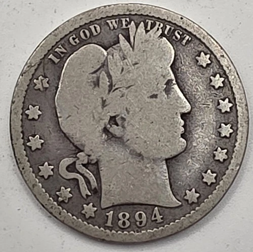 《Silver》1894-S USA BARBER QUARTER -- .1808 OZ of SILVER!!!