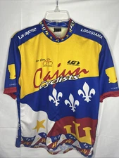 Louis Garneau Cyclying Jersey Mens Size LargeHalf Zip Cajun Cyclists Made in USA