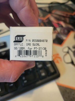 ESAB,0558004870 PT-37/38,PLASMA CUTTING TORCH SWIRL GAS BAFFLE NOS