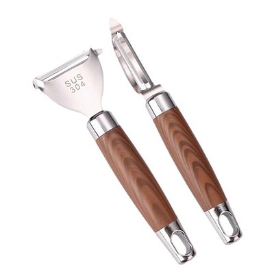 LifeVoltivus Swivel Vegetable Peeler Set   2 Pack (Straight & Large, Wood