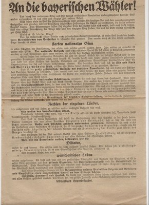 Flugblatt Politik Bayern 1919 Deutsche Demokratische Partei Bauernbund