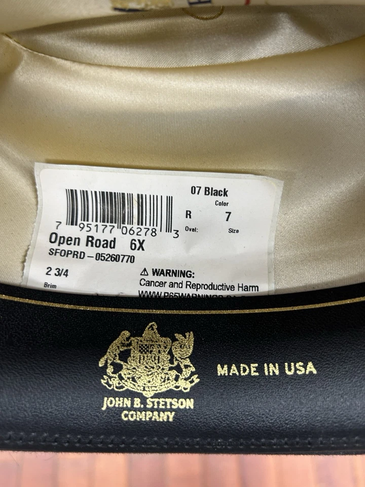 Шляпа фетровая Stetson Open Road 6X качество размер 7 черная сделано в США - Изображение 4 из 4