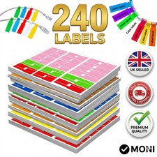 240 Cable Wire Labels Identification Markers Self-adhesive Tags Stickers 5 Color