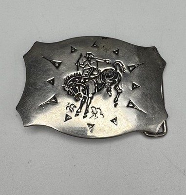 Chambers Belt Co Buckle Cowboy Riding Bucking Horse