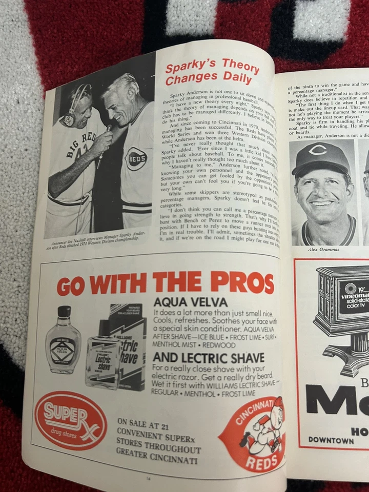 1974 Cincinnati Reds Baseball Scorecard vs San Diego Padres Unscored + 1976 - Image 4 of 4