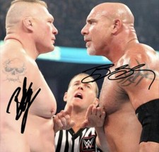 Goldberg Vs Brock Lesnar Signed WWE Autographed 8X10 Reprint RP  Photo 