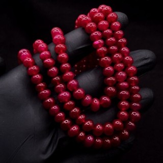 3 Strand Wonderful 452.00 Cts Red Ruby Round Shape Necklace Jewelry VK 23 E622