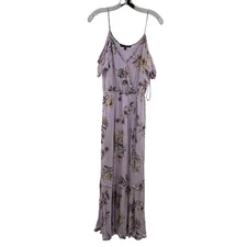 One Clothing Floral Maxi Dress Cold Shoulder Elastic Waist Purple/Multi Small