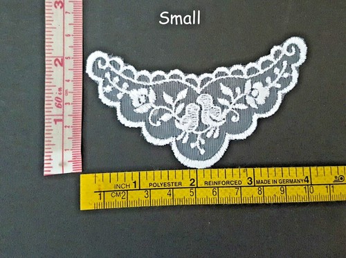 3-10pc Small Large Bird ptn White Neckline Collar Lace Patch motif Applique A24 - Picture 8 of 11