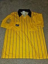 Soccer Futbol Football Referee Ref Uniform Jersey Shirt Yellow Mens L Large