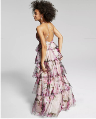 open lace back dress Ruffle Lace Prom Dress R1299 by Nox Anabel 4 / Blush (MistyRose)