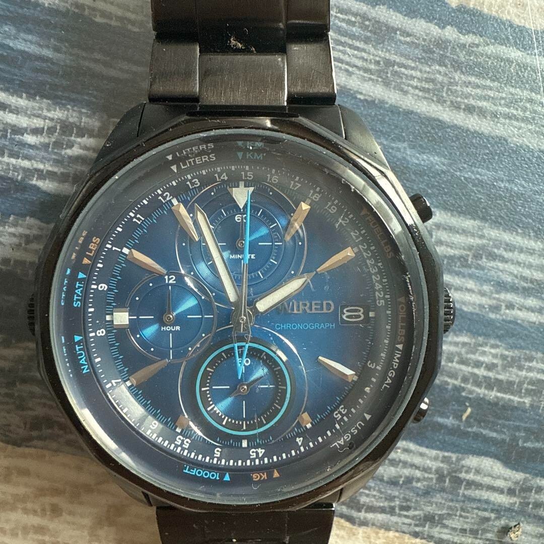 【動作品】SEIKO セイコー ワイアード クロノグラフ VK67-K090 SEIKO セイコー WIRED AGAW421 The Blue-Sky クオーツ VK67-K090