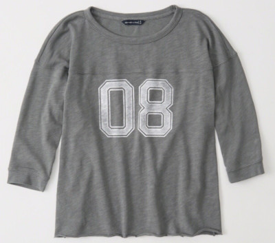 Abercrombie A&F Graphic Football Crew Neck T-Shirt Tee Large Grey - Brand New