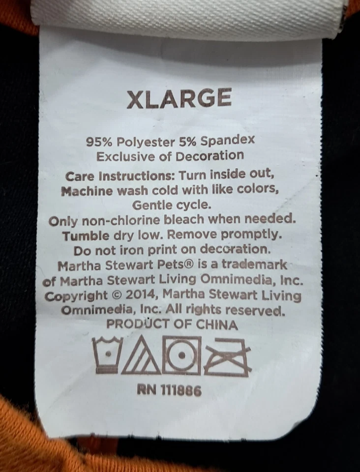 Vestido Esqueleto Perro Disfraz XLarge Martha Stewart Mascotas Negro Naranja Poli Spandex Foto 4 de 4