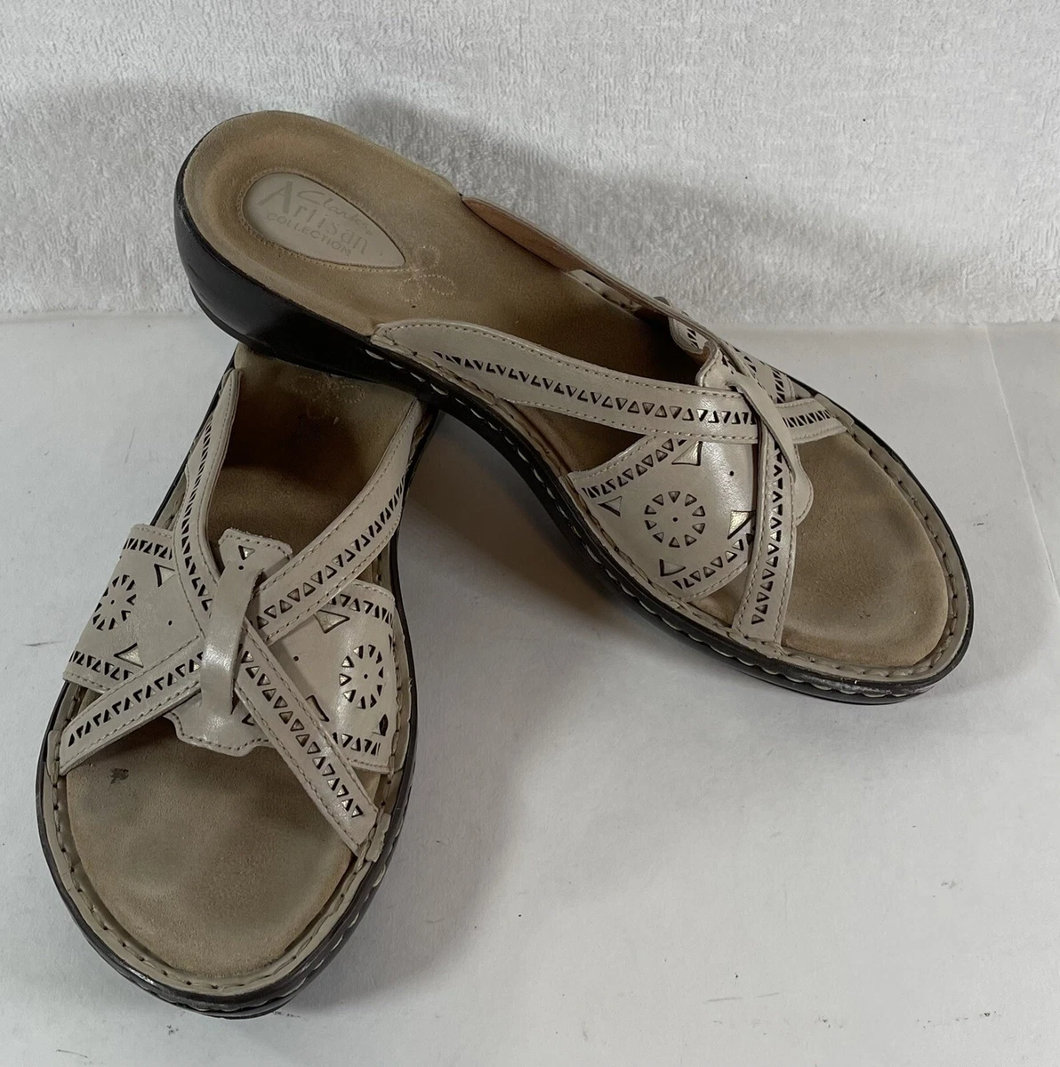 Clarks Artisan Collection ESPADRILLE 9.5 M Strappy Wedge Heel Sandals Tan  Shoes | eBay