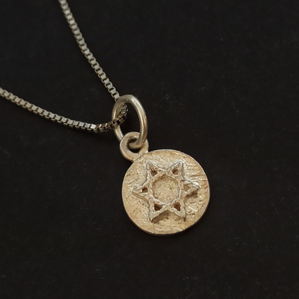 Silver Star of David Necklace God Bless Vintage Men's 925 Two