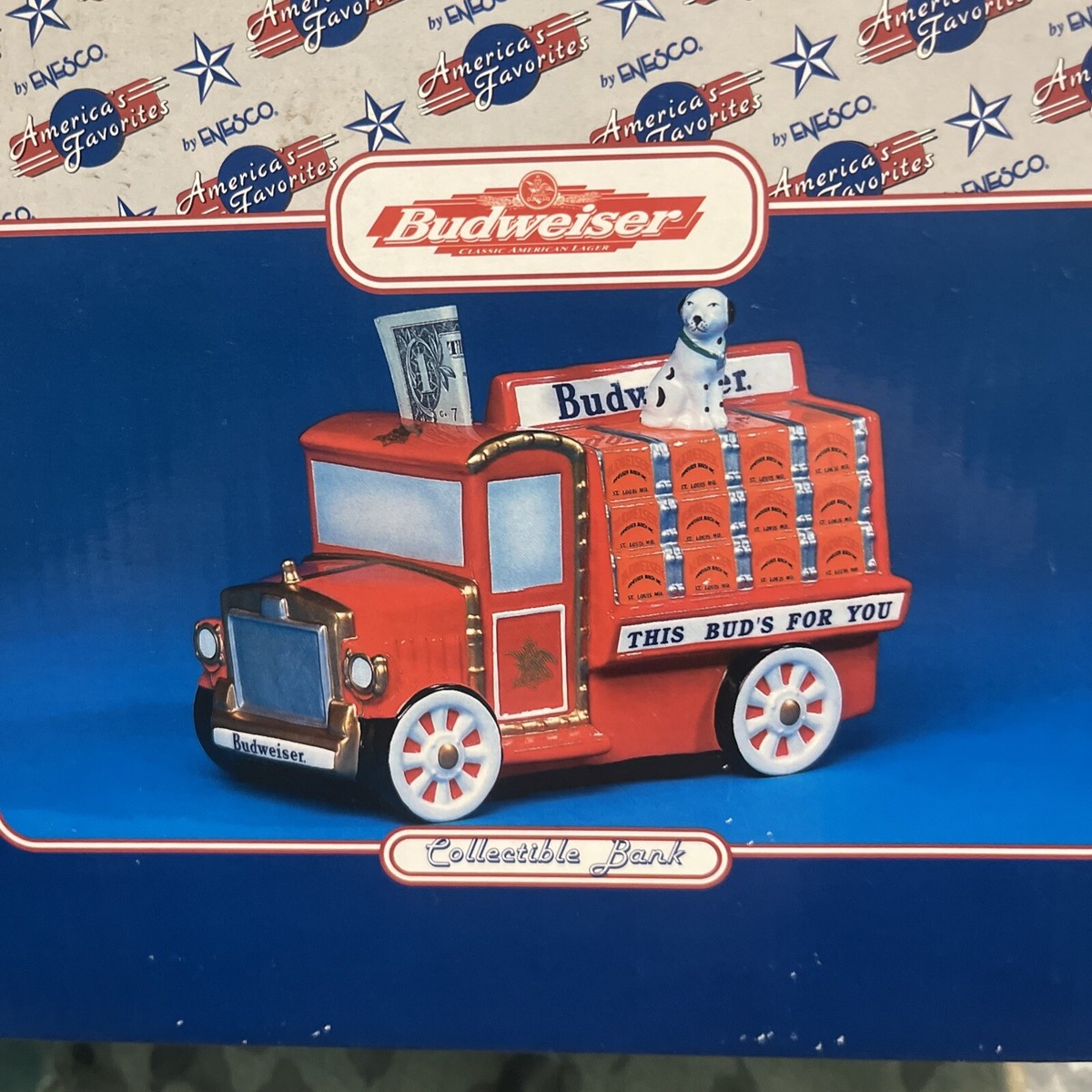 バドマン budman ビアマグ 陶器 クッキージャー アメリカ usa Vtg 1999 BUDWEISER DELIVERY TRUCK COOKIE JAR Dalmation 