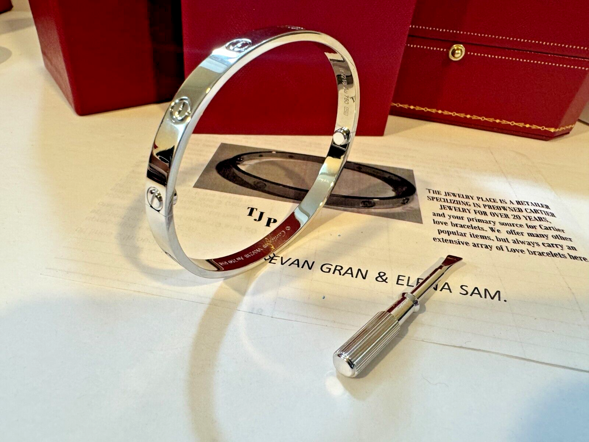 2023 ❤️ Cartier Love Bracelet White Gold Size 19 New Screw