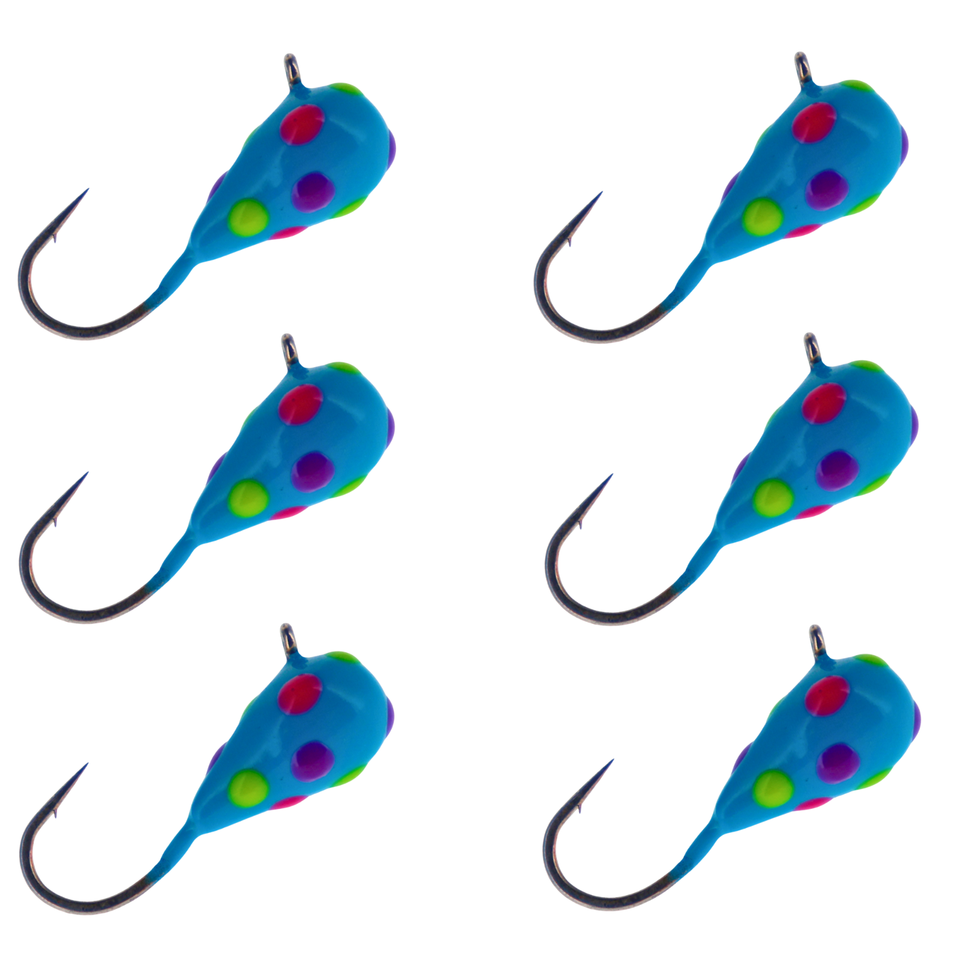 5-Pack Tungsten UV Glow Ice Fishing Jigs - 5mm For Crappie, Perch, Bluegill & Panfish