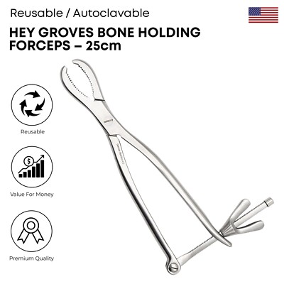 Hey Groves Bone Holding Forceps 25 cm German Steel Orthopedic Forceps Instrument