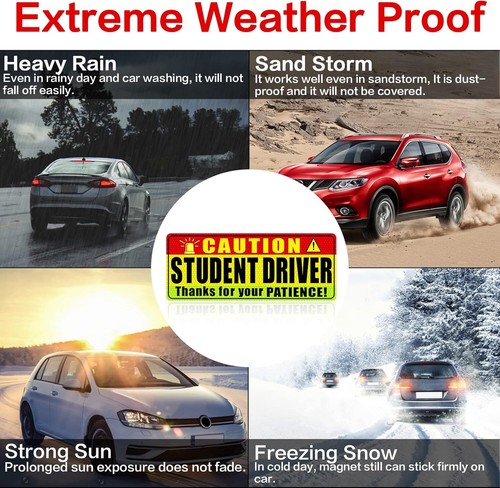 3-PCS STUDENT DRIVER CAR MAGNET Bumper Magnetic Reflective Safety Warning Sign - Picture 8 of 9