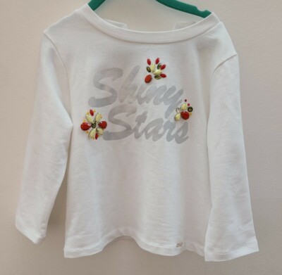 LIU JO WHITE JEWELED SWEATSHIRT  WITH LACE UP BACK GIRLS' SIZE 8 NWOT