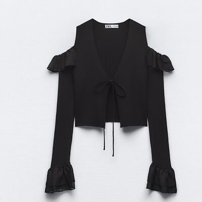 ZARA Ruffled knit cardigan 4331/126 M | eBay