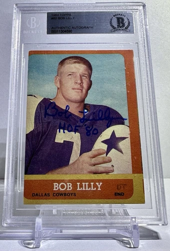 Bob Lilly HOF Signed 1963 Topps #82 RC Rookie Autograph Beckett Authentic Auto