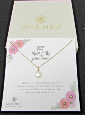 Dogeared ''You Are An Amazing Grandma'' 18'' Gold chain Pearl Necklace, NEW