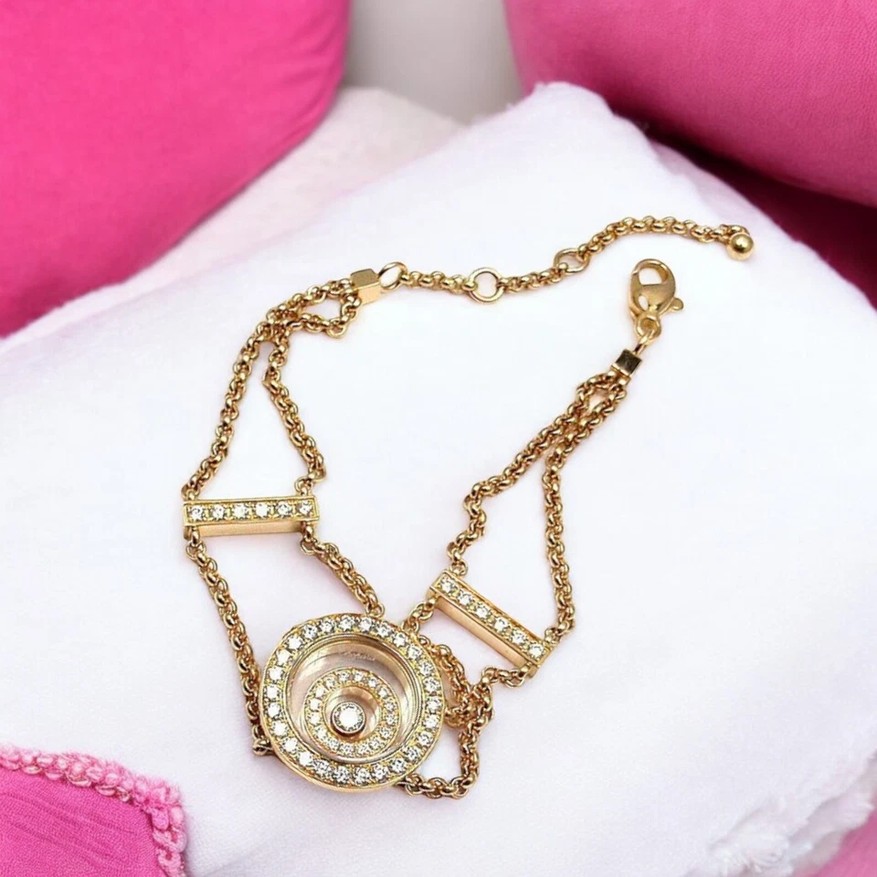 Rare! Authentic Chopard Happy Spirit Diamond Chain Bracelet Retail $13,200 - Image 2 of 4