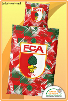 FC Augsburg Bettwäsche Baumwolle Logo FCA 1907 Reißverschluss Gr. 135x200cm NEU