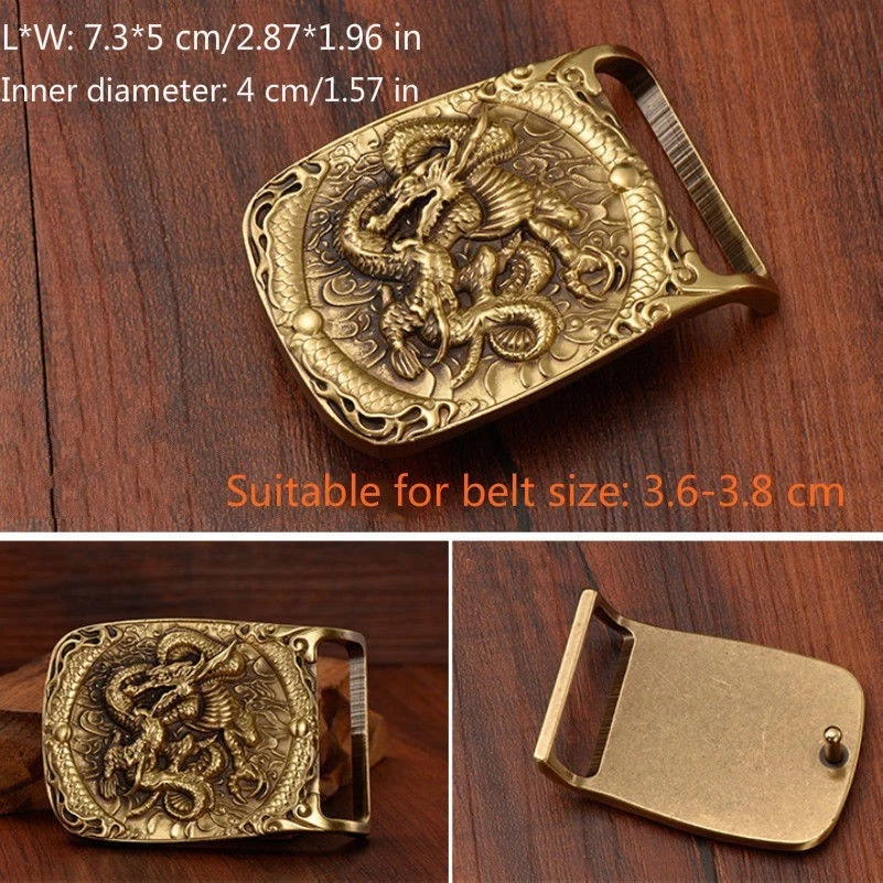 Mens Solid Brass Belt Buckles Chinese Golden Toad Embossed Buckle